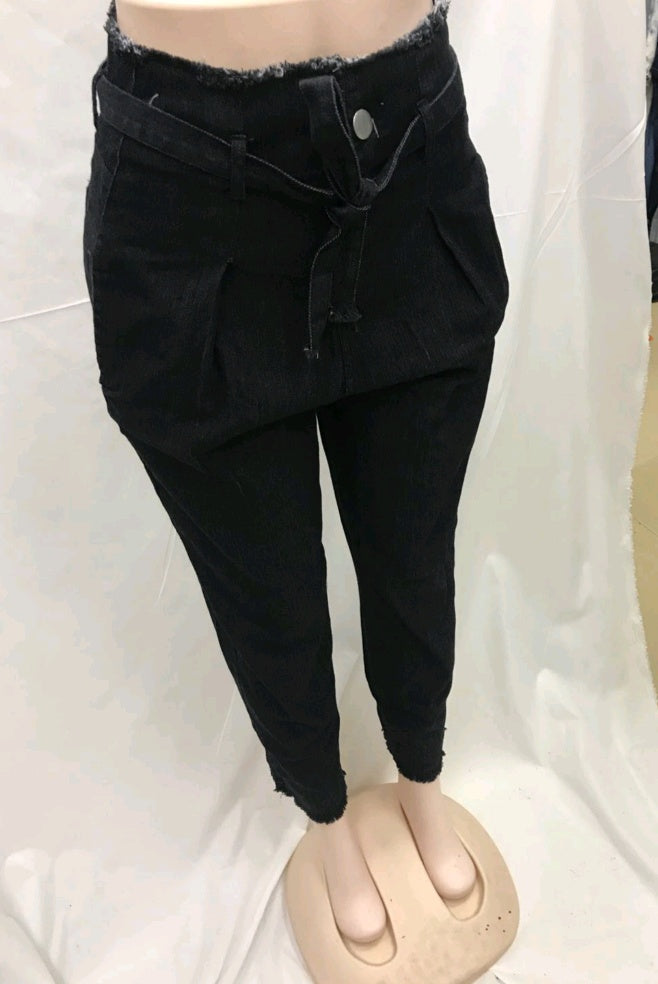 Women's High-Waisted Washed Denim Pencil Pants