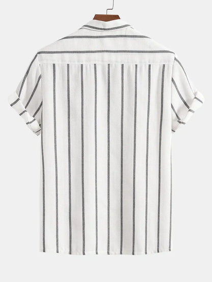 Men’s Striped Cuban Shirt & Shorts Set
