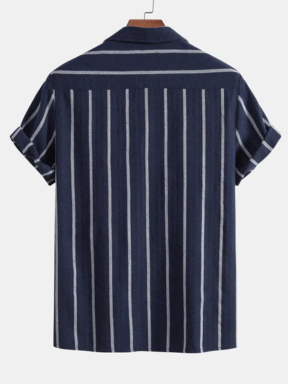 Men’s Striped Cuban Shirt & Shorts Set