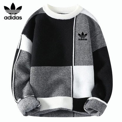 AD™ Patchwork Knit Sweater – Retro Warmth Meets Modern Street Style