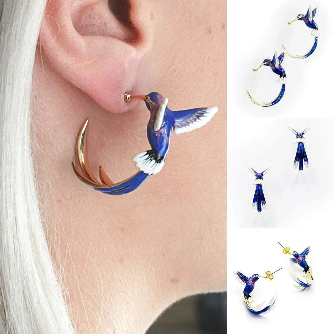 Humming Bird Drop Earrings